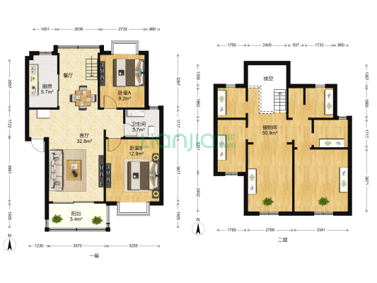 天骥俊园 2室1厅1卫 88平方