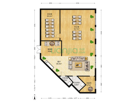 国际经贸大厦 3室1厅2卫 189平方