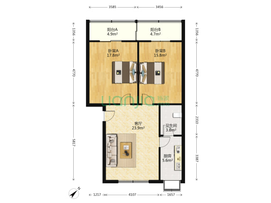 磨山新村 2室1厅1卫 85平方