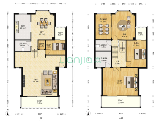 都市庭院 5室2厅3卫 212平方
