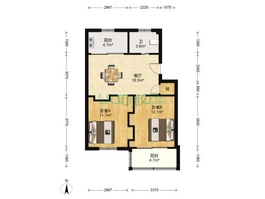 日新路 2室1厅1卫 59平方