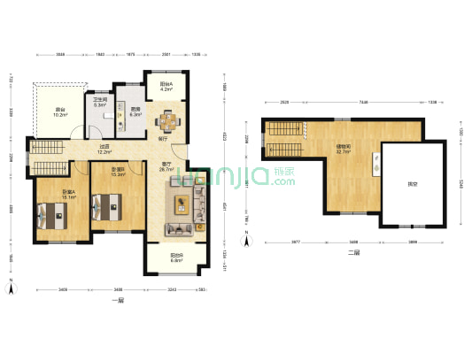 润园 2室1厅1卫 155平方