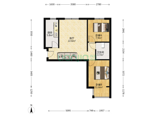 新野上郡祥园 2室1厅1卫 87平方