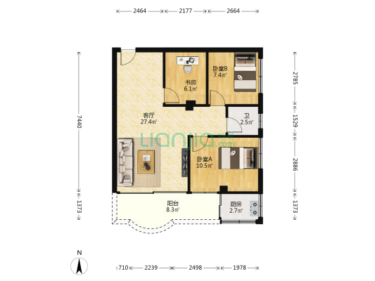 北约第一住宅区 3室1厅1卫 73平方