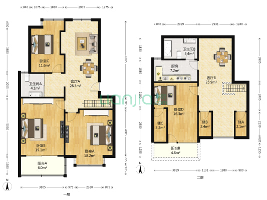 五星家园C块 4室2厅2卫 160平方