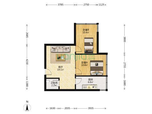 瑞金北路52号 2室1厅1卫 58平方