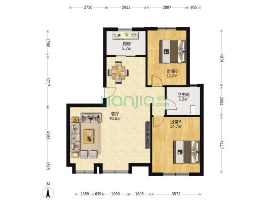 宜禾溪岸 2室1厅1卫 102平方