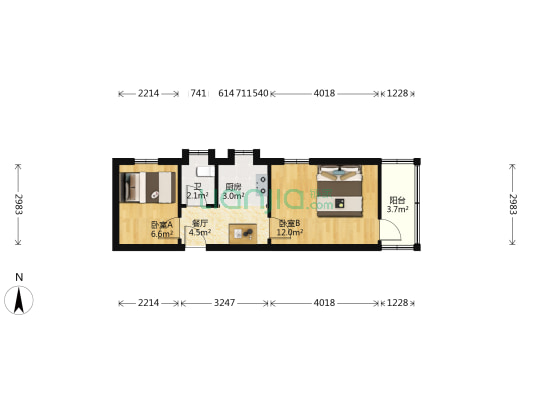 白鹭小区东关头 2室1厅1卫 42平方