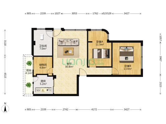 南大街康乐巷 2室1厅1卫 80平方