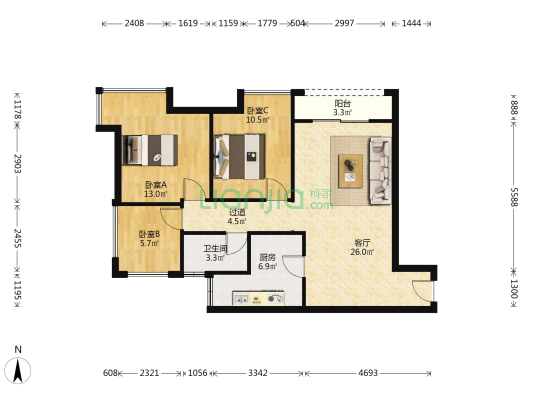 精装修 朝向安静 住家舒适 业主稳定-户型图