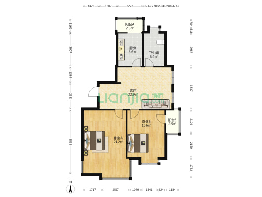 大菜巷 2室1厅1卫 105平方