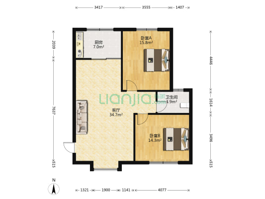 依水苑 2室1厅1卫 91平方