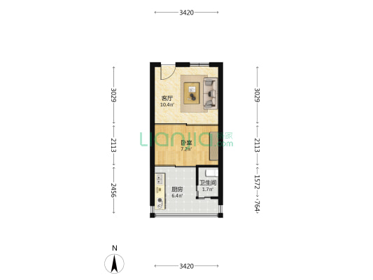 建德公寓 1室1厅1卫 35平方