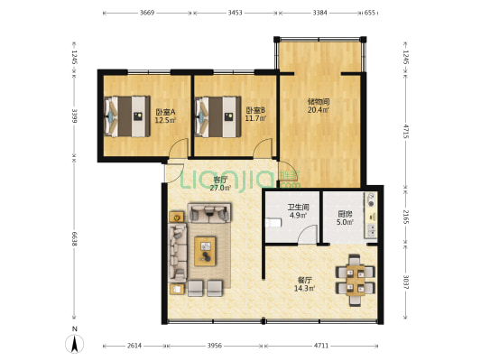 房管所家属院 2室2厅1卫 99平方