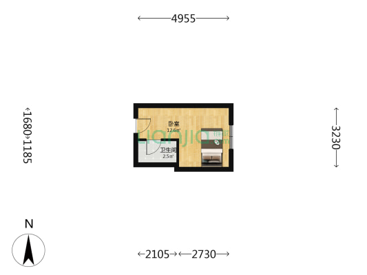 盈基大厦 1室0厅1卫 30平方