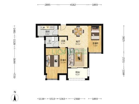 澜桂雅苑 2室1厅1卫 67平方