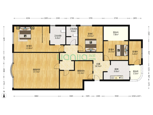 景泰 4室0厅2卫 187平方