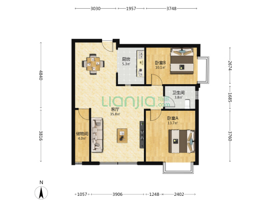 京江广场 2室1厅1卫 98平方