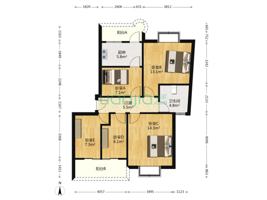 菱翔苑 5室0厅1卫 95平方