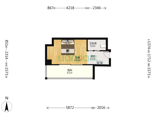 圣和圣广场丽晶馆 1室0厅1卫 50平方