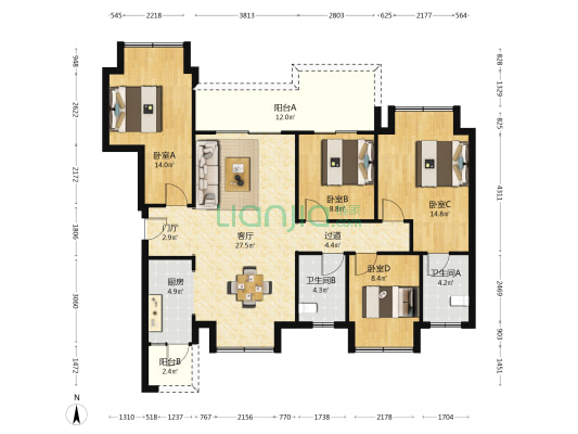 雲鼎城璞云 4室1厅2卫 119平方