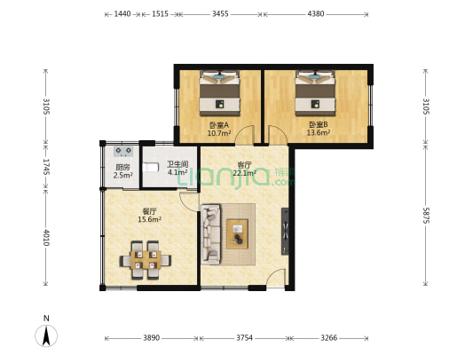 新添大道南段249号 2室2厅1卫 86平方