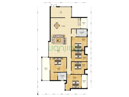 茶花园路23号综合楼 5室1厅2卫 212平方