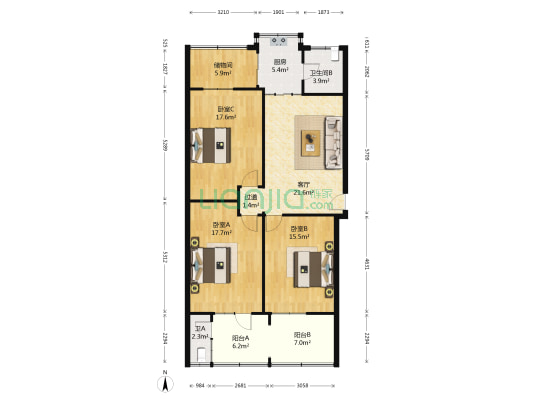 迎春巷15号院 3室1厅2卫 100平方