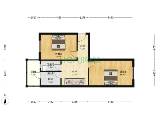 前进里(塘沽) 2室1厅1卫 77平方