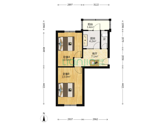 永顺社区 2室1厅1卫 54平方