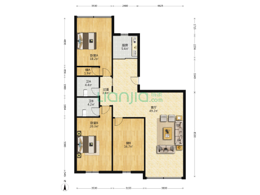 北门村巷272号 2室1厅2卫 145平方