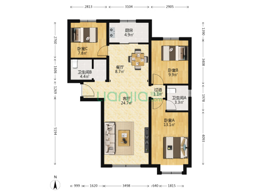 槿花苑 3室2厅2卫 118平方