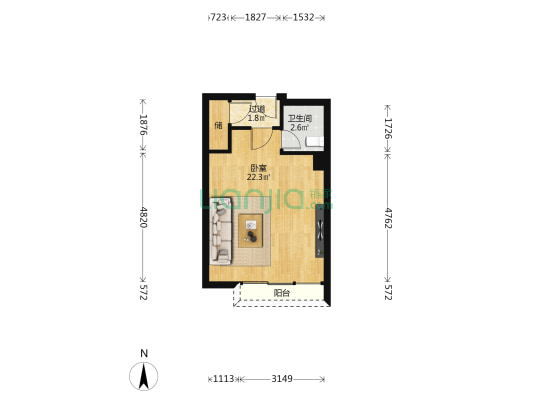 天河云商汇 1室0厅1卫 45平方
