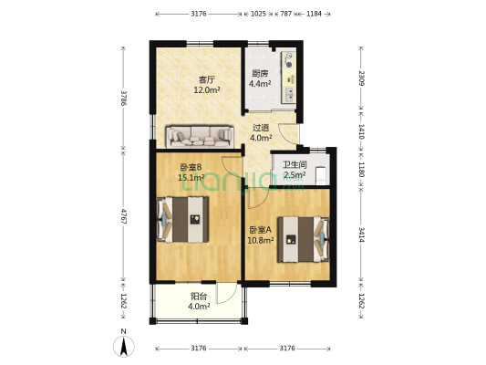 一人弄小区 2室1厅1卫 70平方