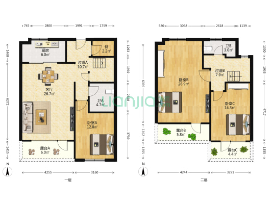 海尔珺玺·二期 3室1厅2卫 147平方