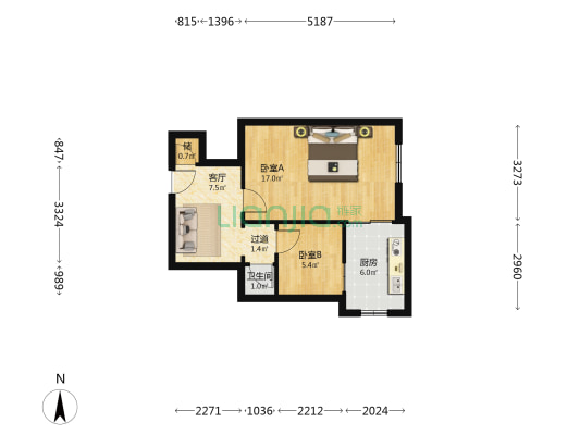 省土产杂品公司家属院 2室1厅1卫 42平方