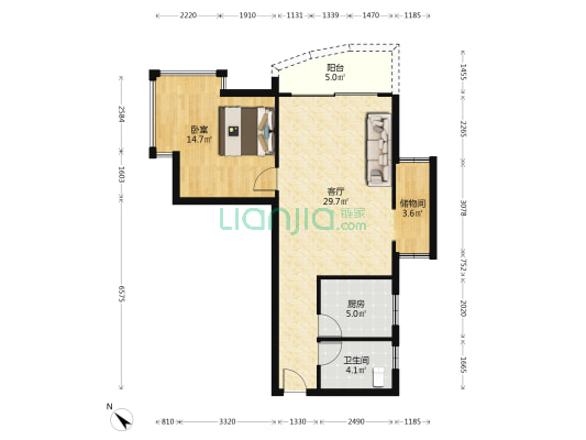 海日大厦 1室1厅1卫 78平方