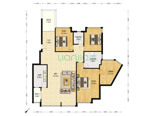 熙岸 3室1厅2卫 139平方