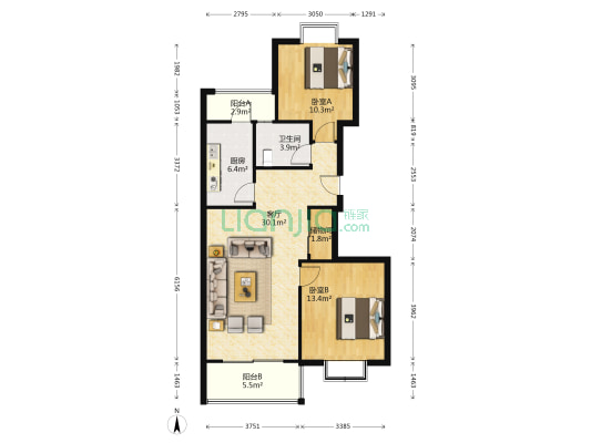 津盘凤凰都 2室1厅1卫 101平方