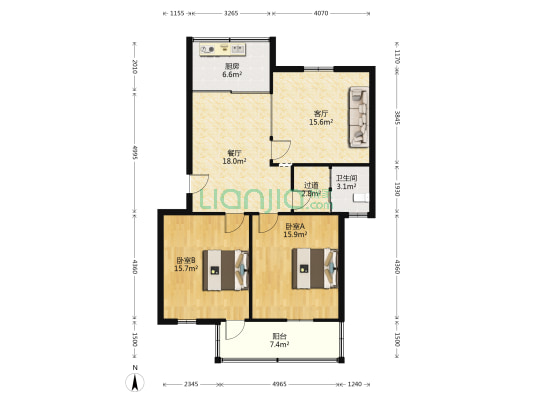 蚕花公寓 2室2厅1卫 102平方