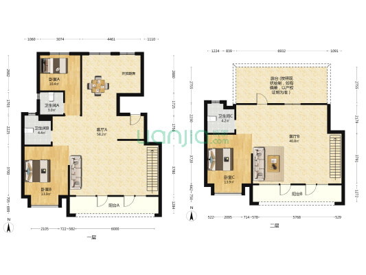 力高天爱·君逸府 3室2厅3卫 195平方