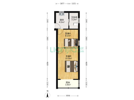 靖宇南路5弄 2室0厅1卫 41平方