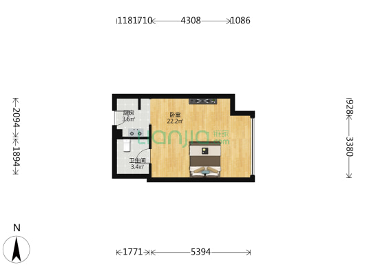 世纪时空大厦 1室0厅1卫 47平方
