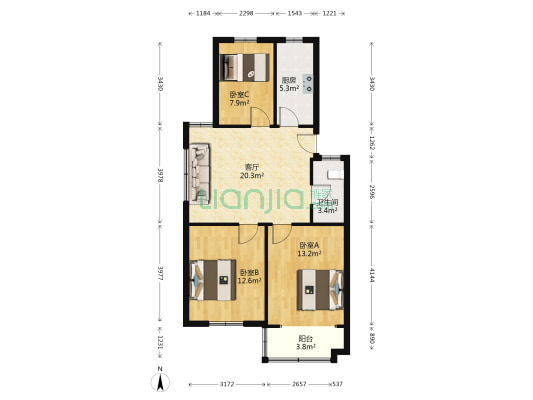 江畔人家望江苑 3室1厅1卫 81平方