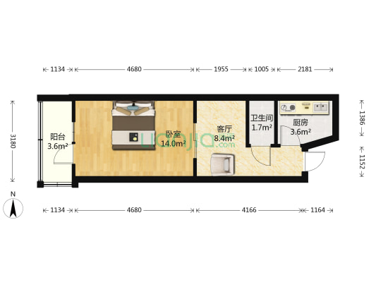 佳园北里 1室1厅1卫 41平方