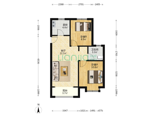 京能雍清丽苑 2室1厅1卫 81平方