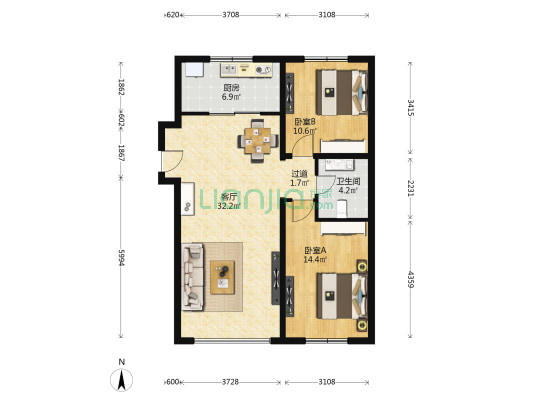 上都首府家园 2室1厅1卫 97平方