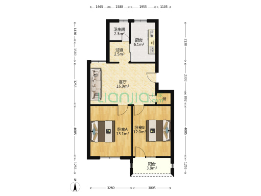 蜀苑新村 2室1厅1卫 69平方