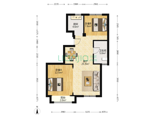 丰金和悦城 2室1厅1卫 79平方