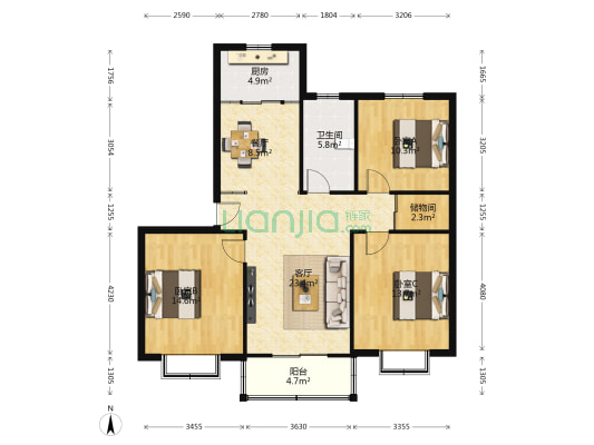 馨宁雅居 3室2厅1卫 116平方